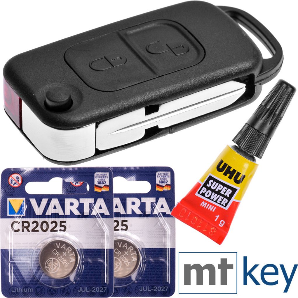 Repair Reparatur Satz Auto Schlüssel Austausch Gehäuse mit 2 Tasten + HU39 Rohling + Batterie kompatibel mit Mercedes Benz R170 W414 W903 Chrysle...
