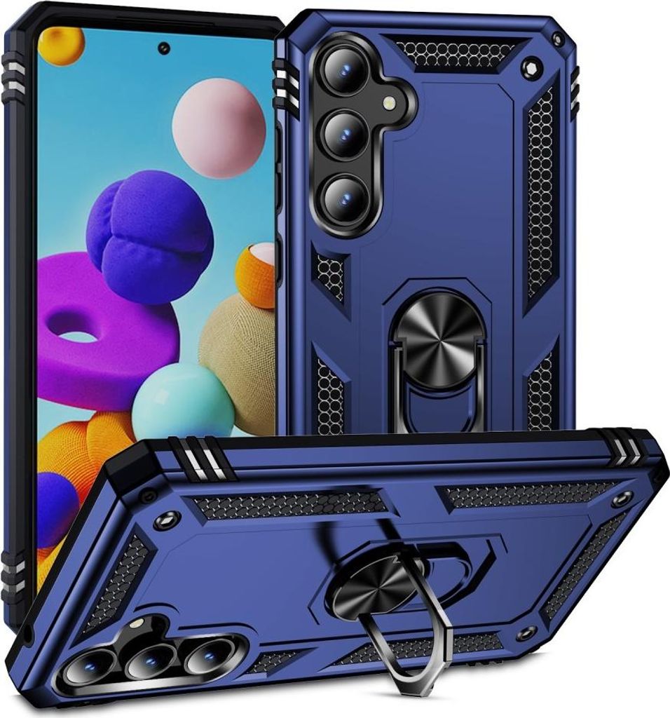 Samsung Galaxy A55 Hülle - Coverup Ring Ständer Back Cover - Blau