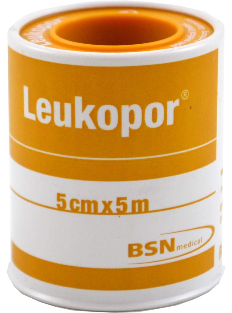 BSN medical Leukopor, 500 x 5 cm, Rechteckig, Weiß, Gelb, Produktbild 