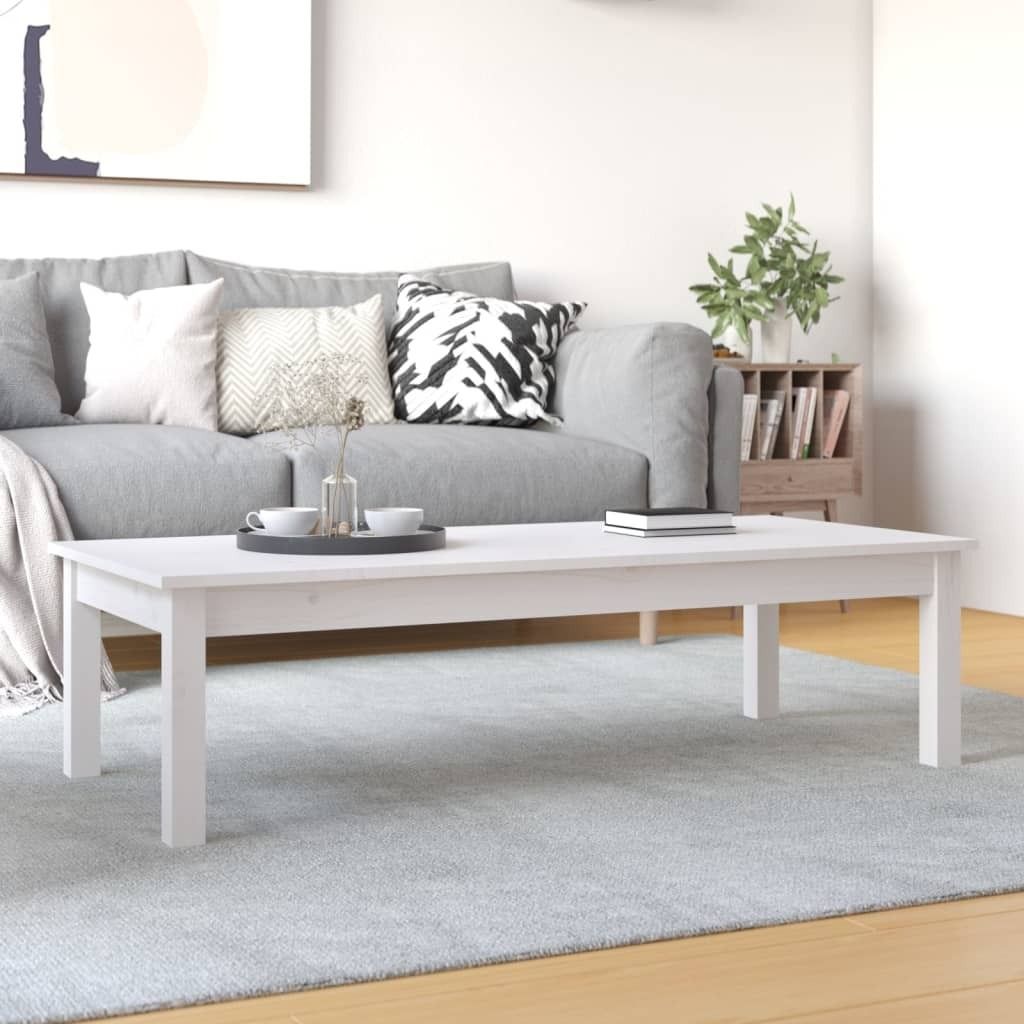 "Rabatt" Couchtisch modern - Wohnzimmertisch - Einfache Montage - Weiß 110x50x30 cm Massivholz Kiefer - Kaffeetisch CC21152