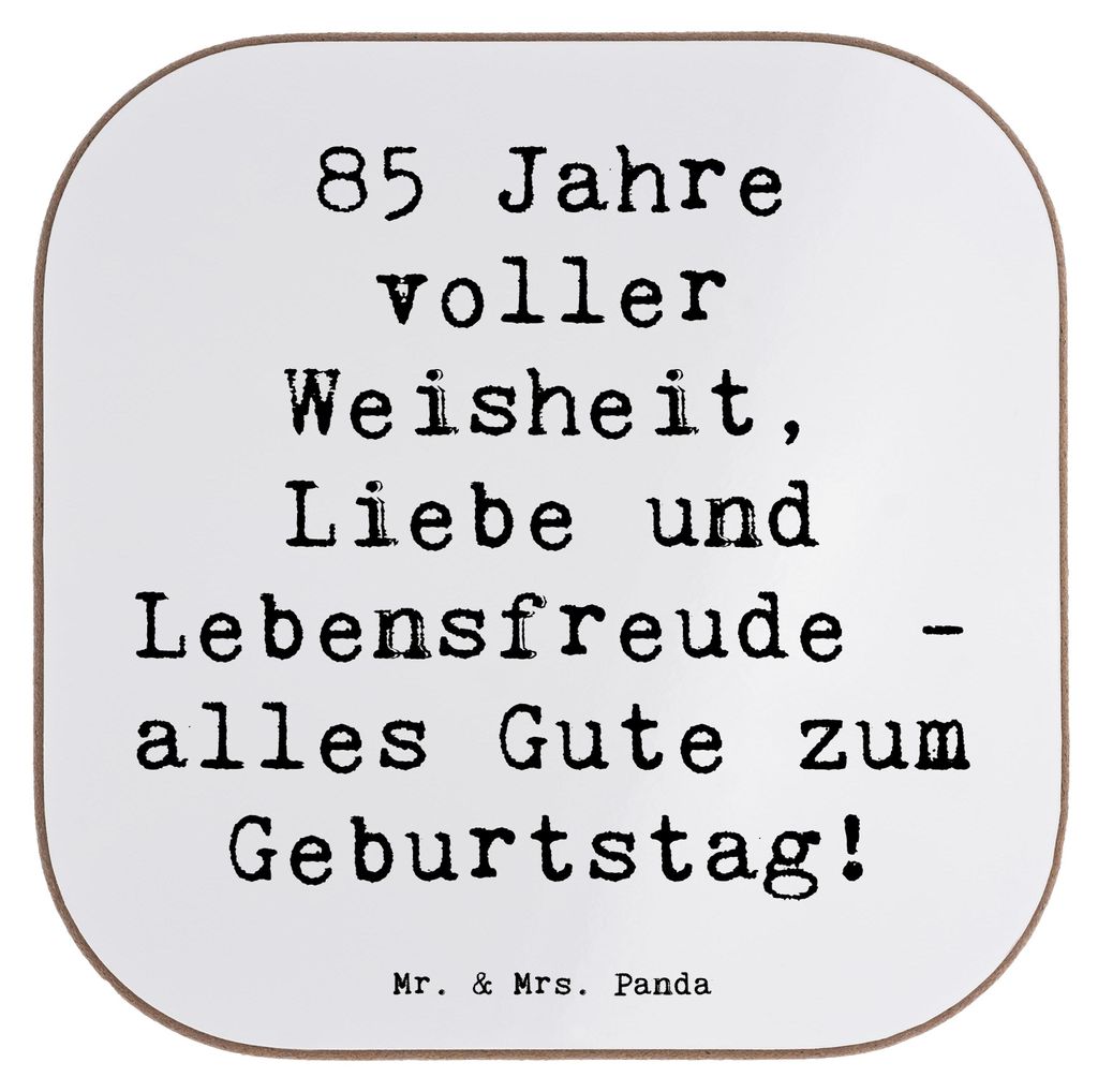 Mr. & Mrs. Panda Untersetzer für Gläser Spruch 85. Geburtstag Weise - Weiß - Geschenk, Coaster, Feier, Gelassenheit, herzlicher Gruß, Meilenste...