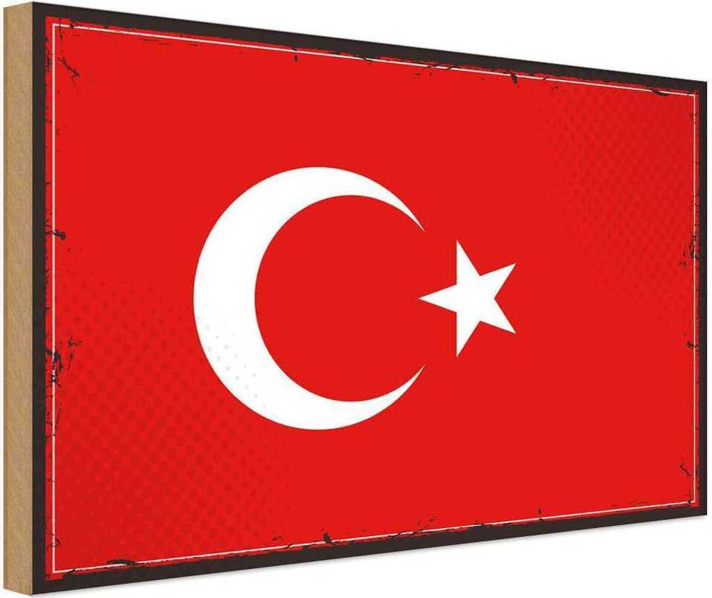 vianmo Holzschild 12x18 cm Türkei Turkey Flagge Fahne Wappen