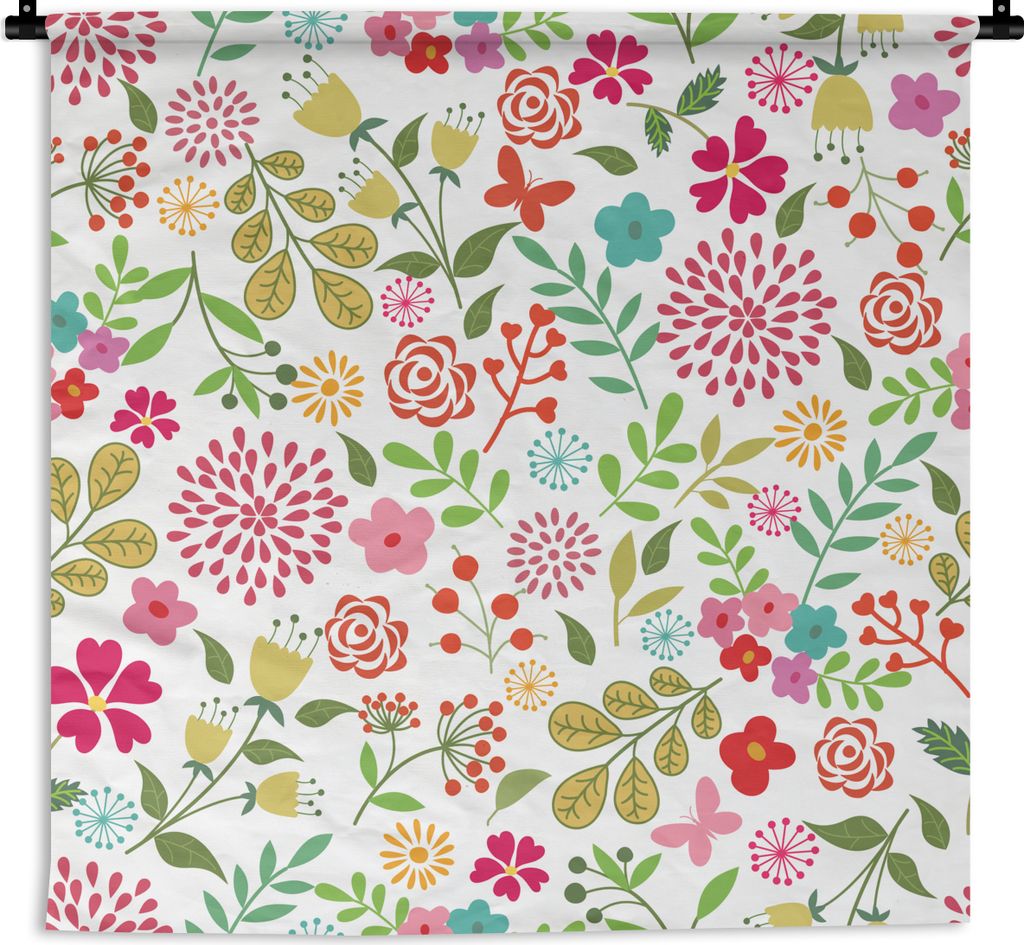 MuchoWow Wandteppich Wandbehang Blumen - Farben - Muster 150x150 cm Tapisserie Dekoration Wandtuch - Wohnaccessoires - Modernes