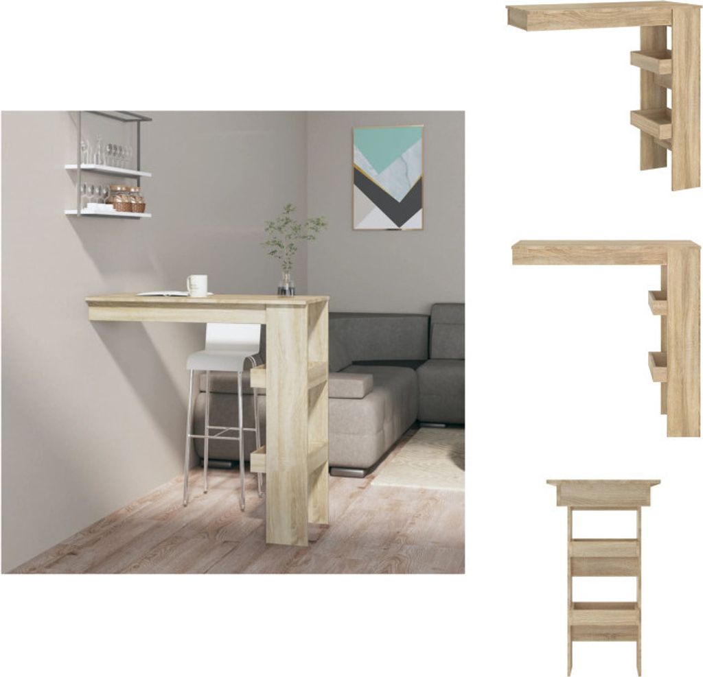 vidaXL Wand-Bartisch Sonoma-Eiche 102x45x103,5 cm Holzwerkstoff - Esstische