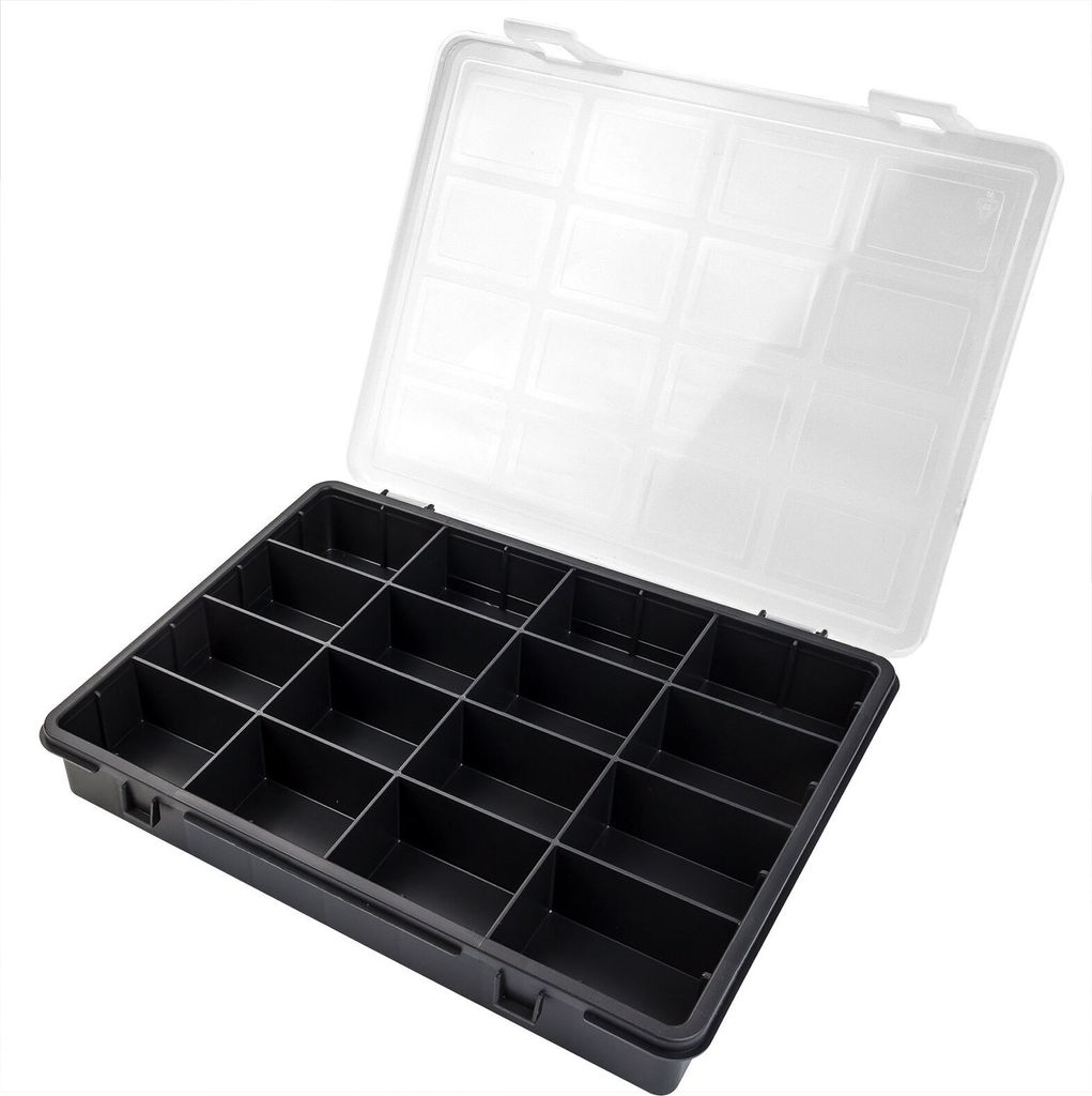 Sortimentskasten 16 Fächer schwarz / transparent Produktbild 