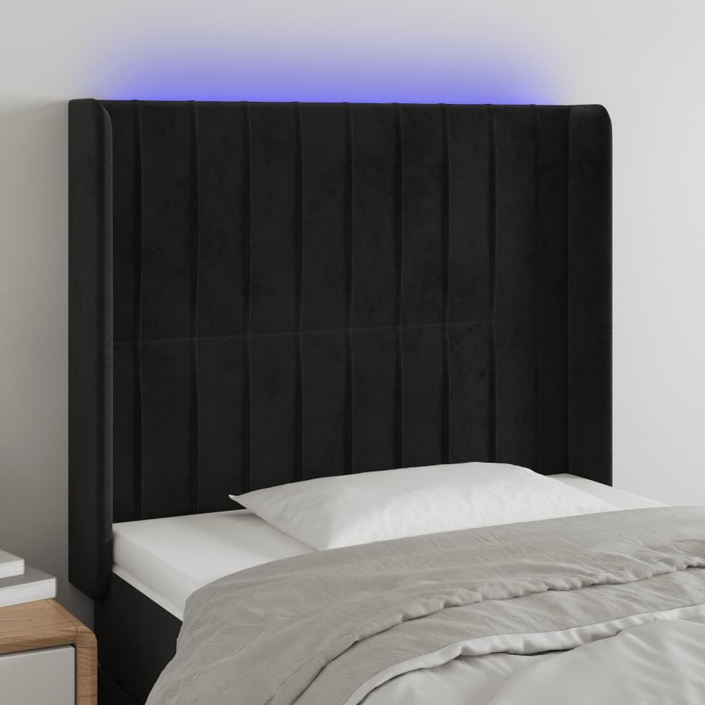 Maison Exclusive - LED Kopfteil Schwarz 83x16x118/128 cm Samt