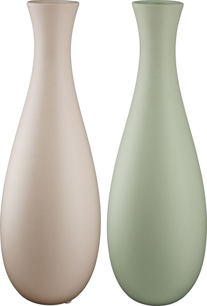 Gilde Flaschenvase, "Opaco", Keramik, beige, grau, grün, H. 30.5 cm, D. 11.5 cm 32662 4063387326626 2 Stück (2-fach sortiert)