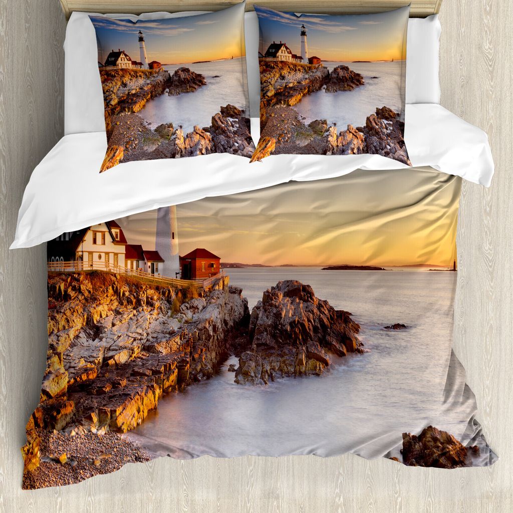 ABAKUHAUS Vereinigte Staaten Bettbezug, Cape Elizabeth, Milbensicher Allergiker geeignet mit Kissenbezügen, 200 cm x 200 cm - 80 x 80 cm, Blassbla...