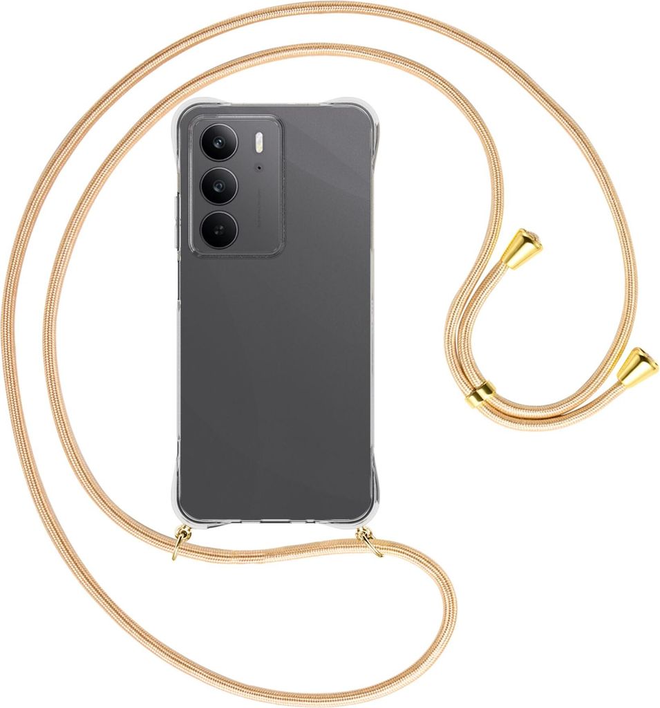 Handykette Backcover-Schutzhülle mit Band (Metall goldfarben) für Realme C75 4G - Goldkordel