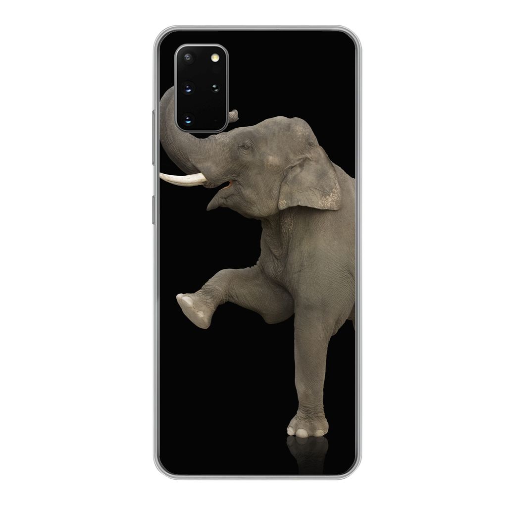MuchoWow Handyhülle Schutzhülle Hülle für Samsung Galaxy S20 Plus Elefant - Tiere - Schwarz - Porträt Silikon Softcase Handy Hülle - Hartsc...