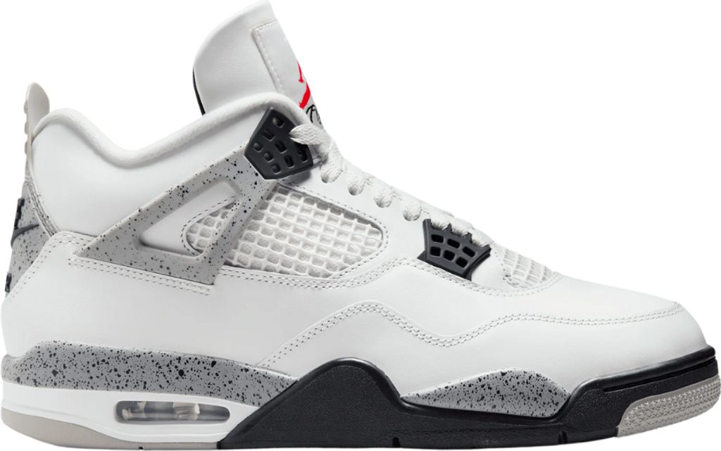 A studio shot of a single Nike Air Jordan 4 Retro sneaker.