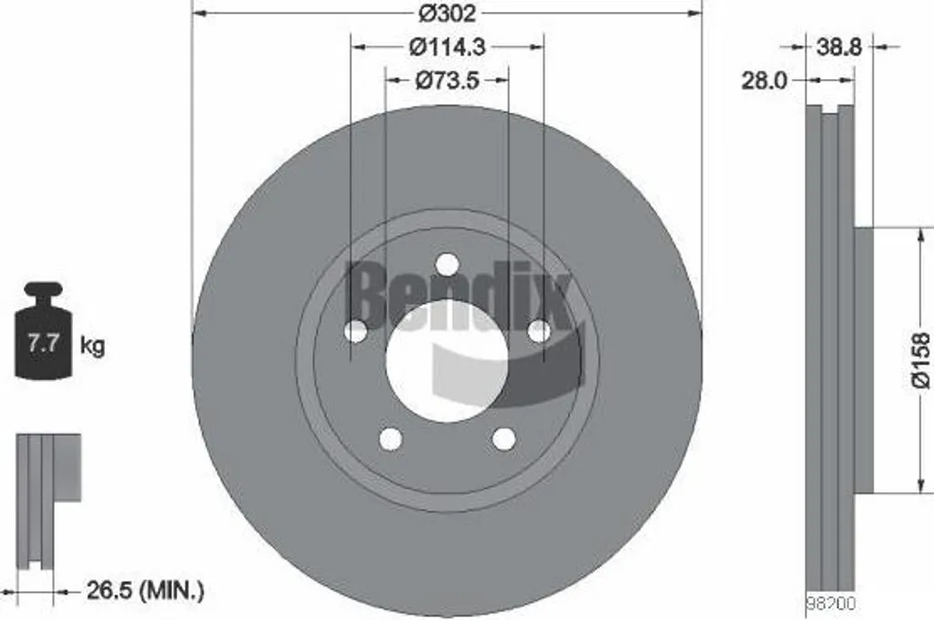 Disque de frein BENDIX haute résistance OE 04683918 série BDS1886