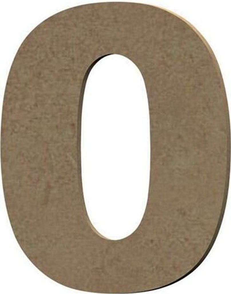 Ziffer 0 aus MDF-Holz zum Verzieren - 8 cm