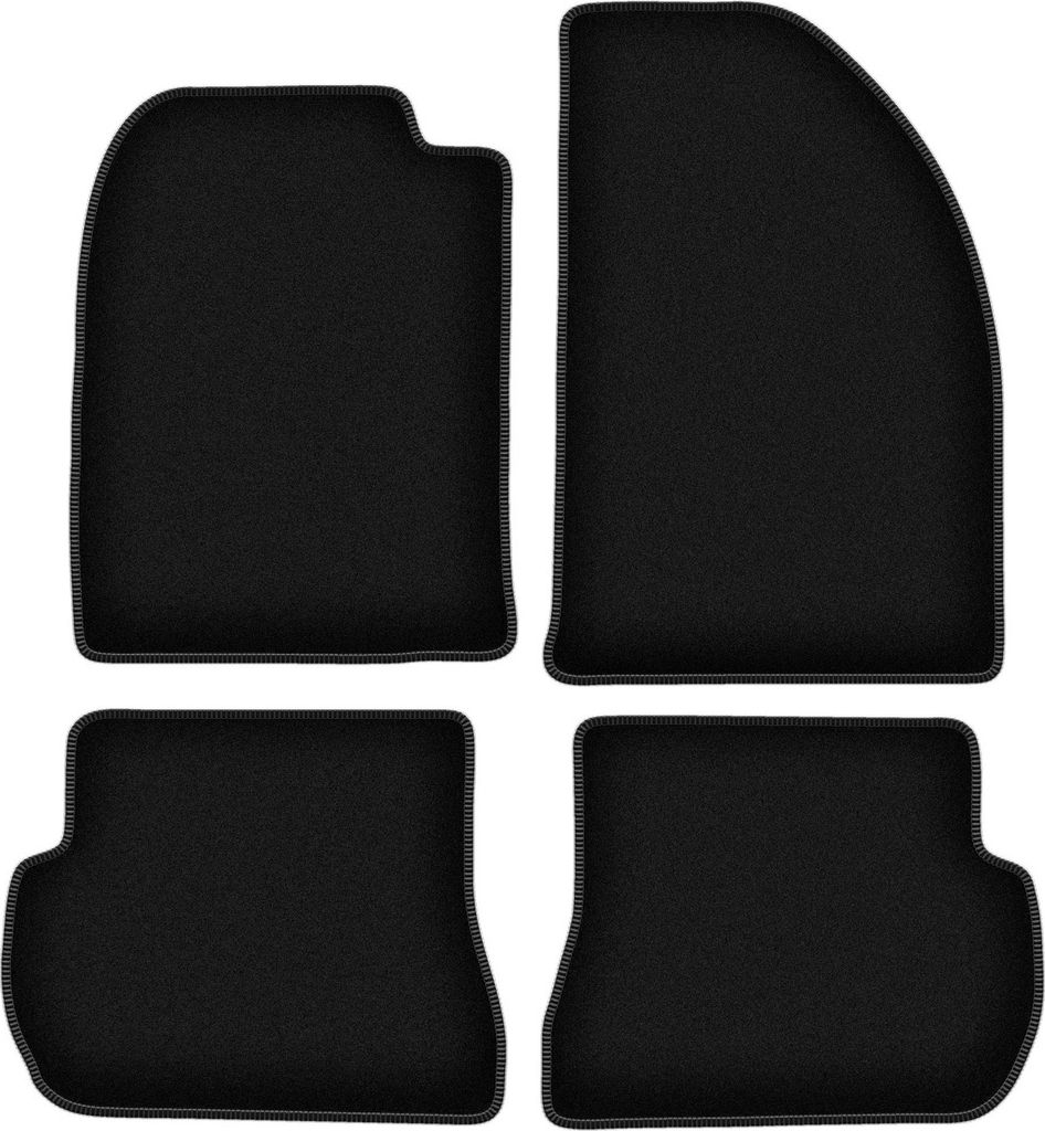 Wielganizator Velours-Autoteppiche – passend für Ford Fusion (Schrägheck, Bj. 2002-2005) – schwarz, passgenau, mit Befestigungen set 4 Stk.