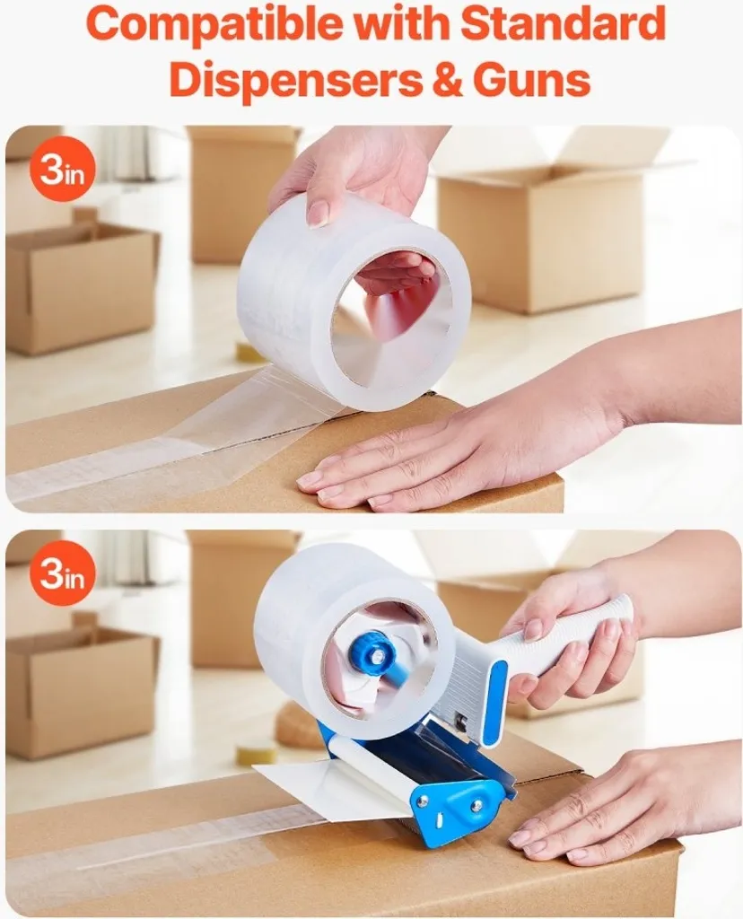 Pack de 6 rubans d'emballage transparents 76,2mm x 60m adhésif fort
