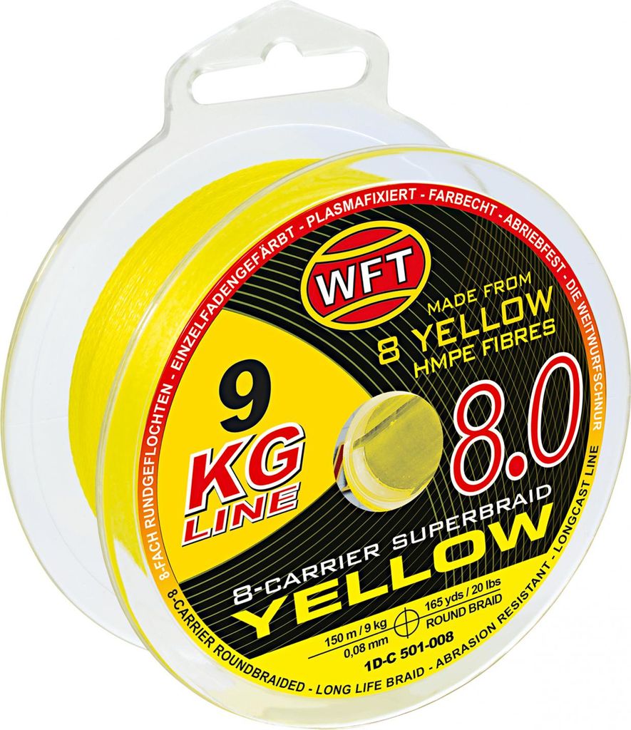 WFT KG 8 gelb 600m - Geflochtene Angelschnur, Produktbild 