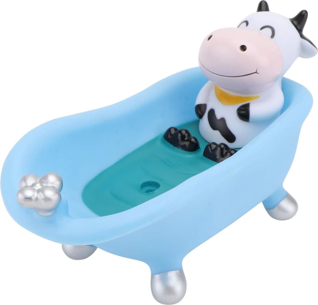 Koe Figur Seifenablage Kunststoff Dekorativ Schwammhalter - Blau - Für Badezimmer Dusche Waschbecken