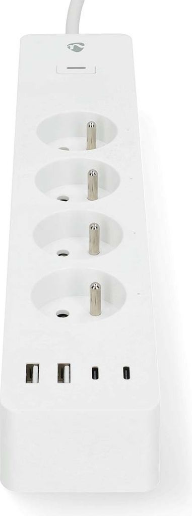 Nedis SmartLife Power Strip - 2x USB-A / 2x USB-C / 4x plug with earth contact (CEE 7/5) - 16.0 A - 3680 W - 2.00 m - 0 - 55 °C - Android / IOS - ...