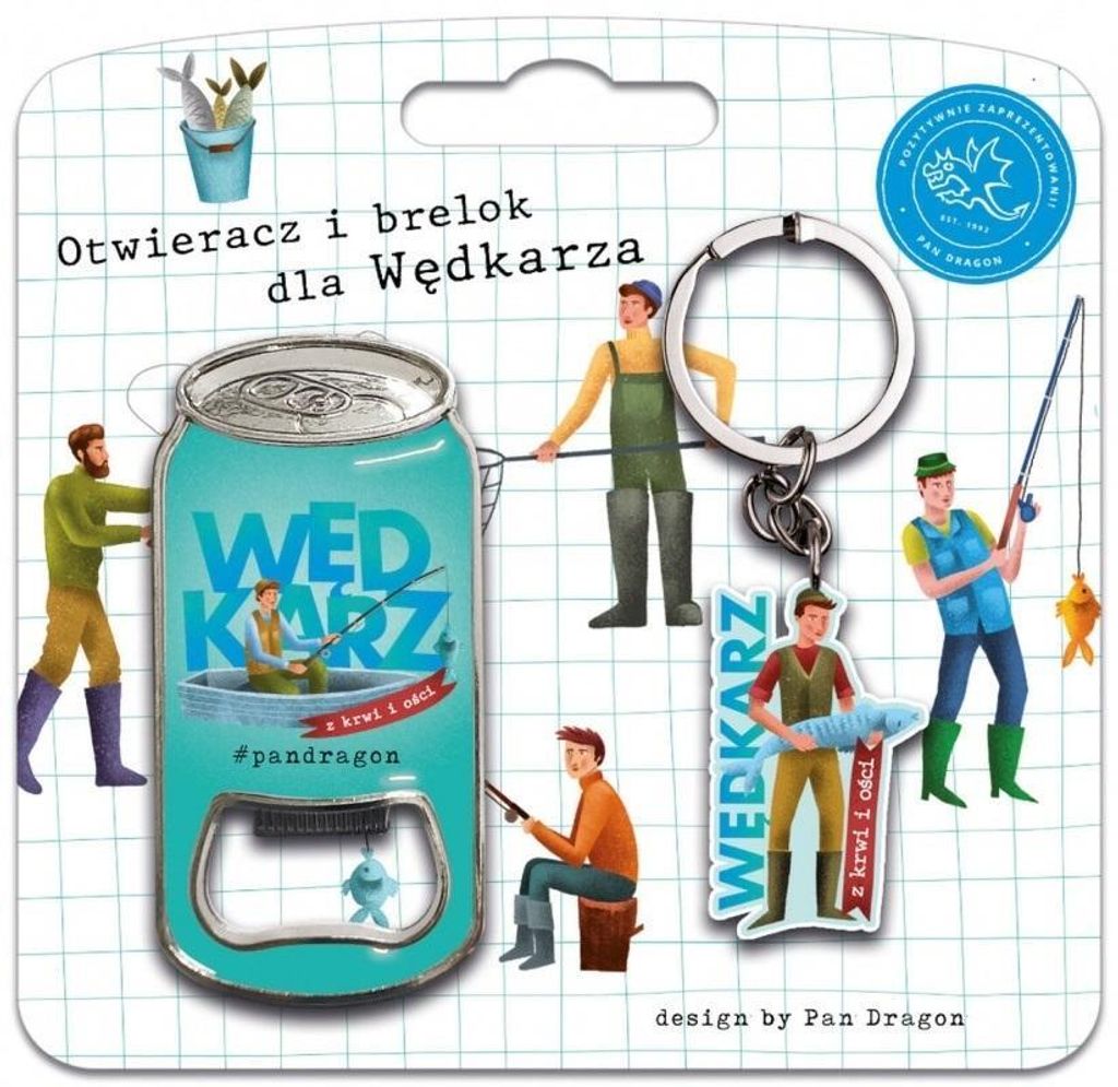 Set aus Schlüsselanhänger und Flaschenöffner für Angler – Pan Dragon