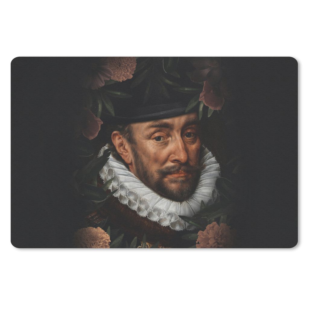 MuchoWow Schreibtischunterlage Wilhelm von Oranien - Adriaen Thomasz - Blumen 60x40 cm - XXL Mauspad - Großes Mauspad