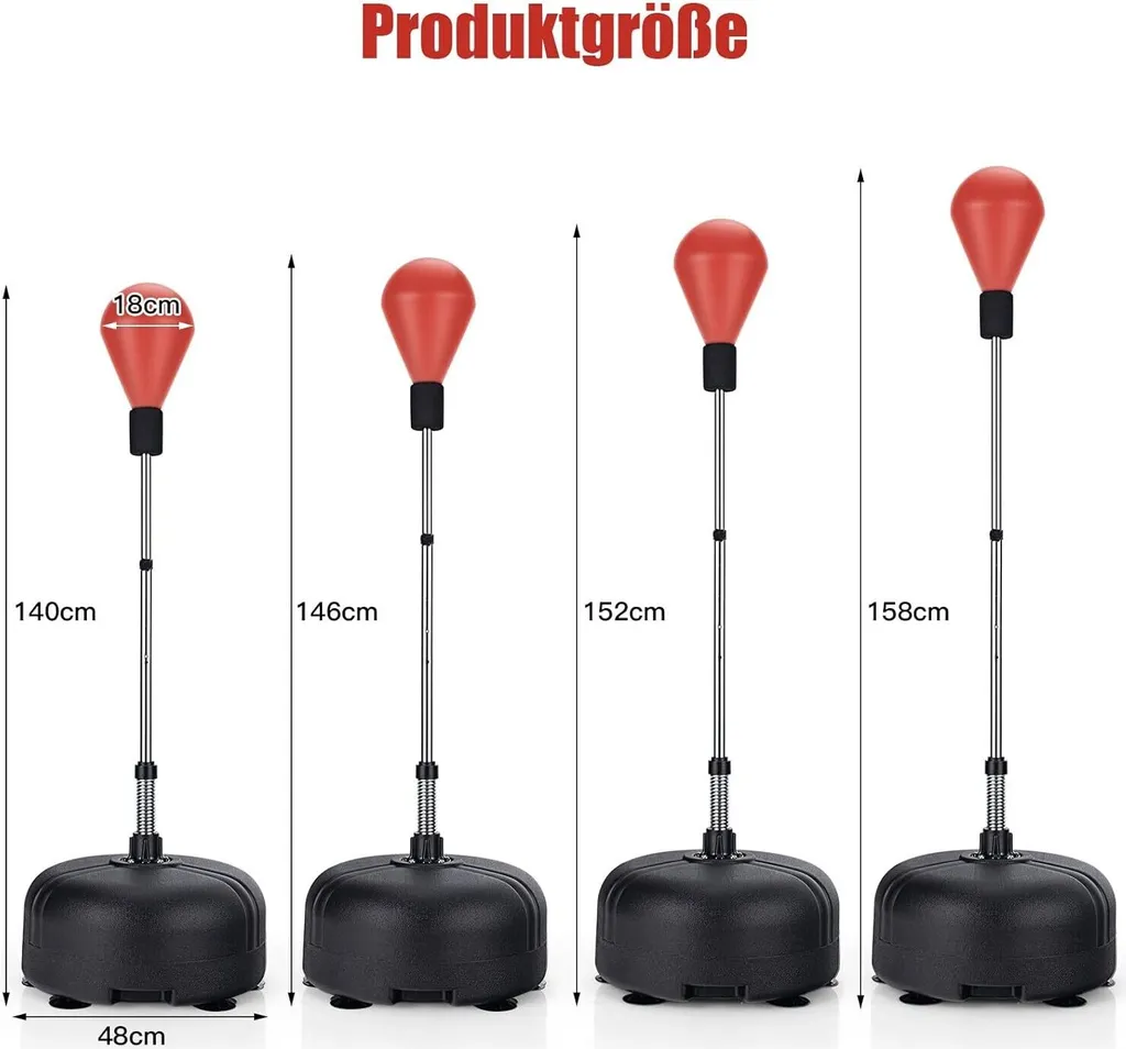 COSTWAY Punching Ball Réglable 140-158cm - Set de Boxe avec Gants