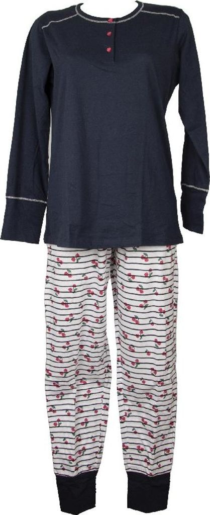 Schlafanzug Damen RAGNO Sommer Baumwolle Langarm Henley-Kragen lange Hose mit Bündchen elastischer Bund Artikel DC24N1 JS CO, Taglia 46, Cotone 100%