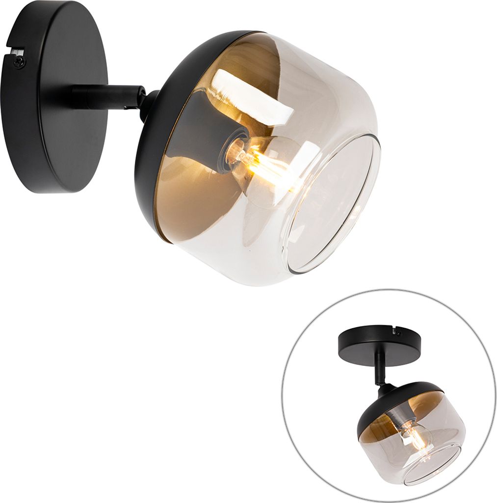 QAZQA - Design Design-Spot schwarz mit Gold I Messing und Produktbild 