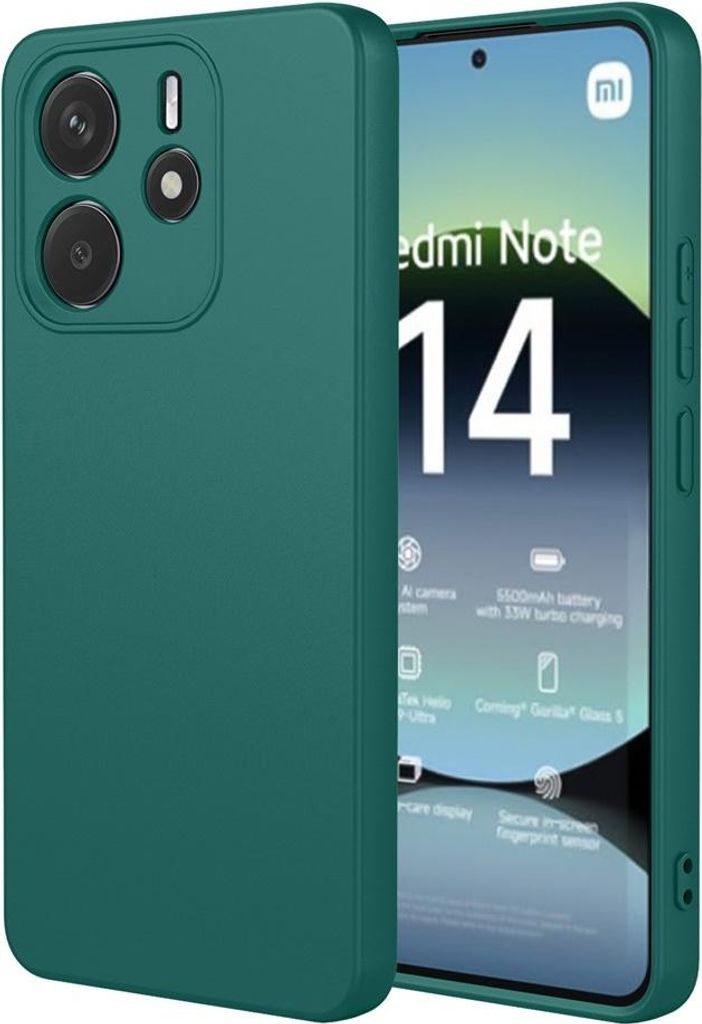 Hülle für Xiaomi Redmi Note 14 4G 164.8mm - Phonesta Soft Silk Silikon Back Cover - Dunkelgrün