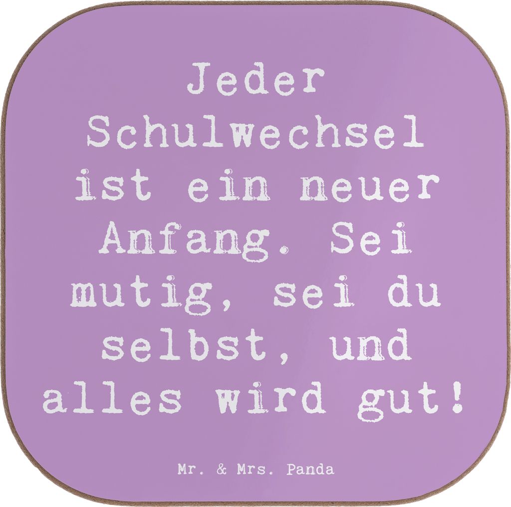 Mr. & Mrs. Panda Tassenuntersetzer Spruch Einen Schulwechsel bewältigen - Lavendeltraum - Geschenk, Lebenshilfe, gläseruntersetzer, Coaster, Freu...
