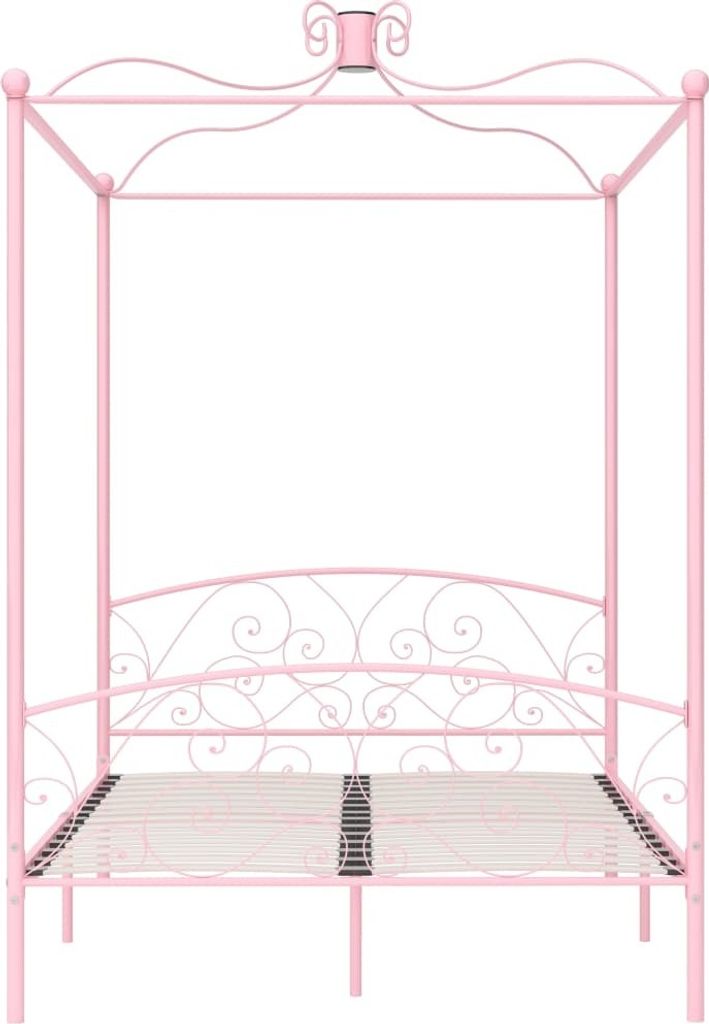 "im Sonderangebot"Himmelbett-Gestell - CLORIS - Doppelbett - Robust und langlebig - Rosa Metall 140 x 200 cm - Einfache Montage - - NeuMöbel8856424