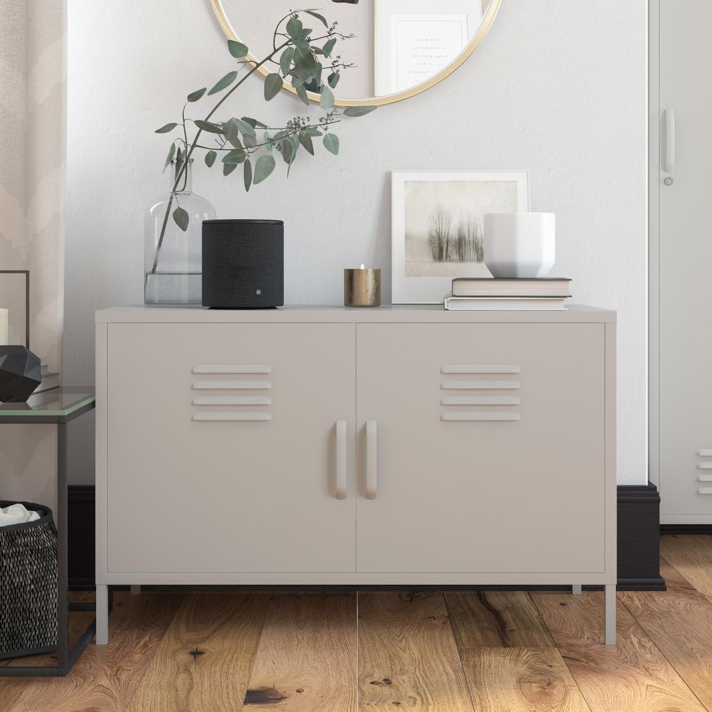 Schrank mit 2 Türen aus Metall in Taupe