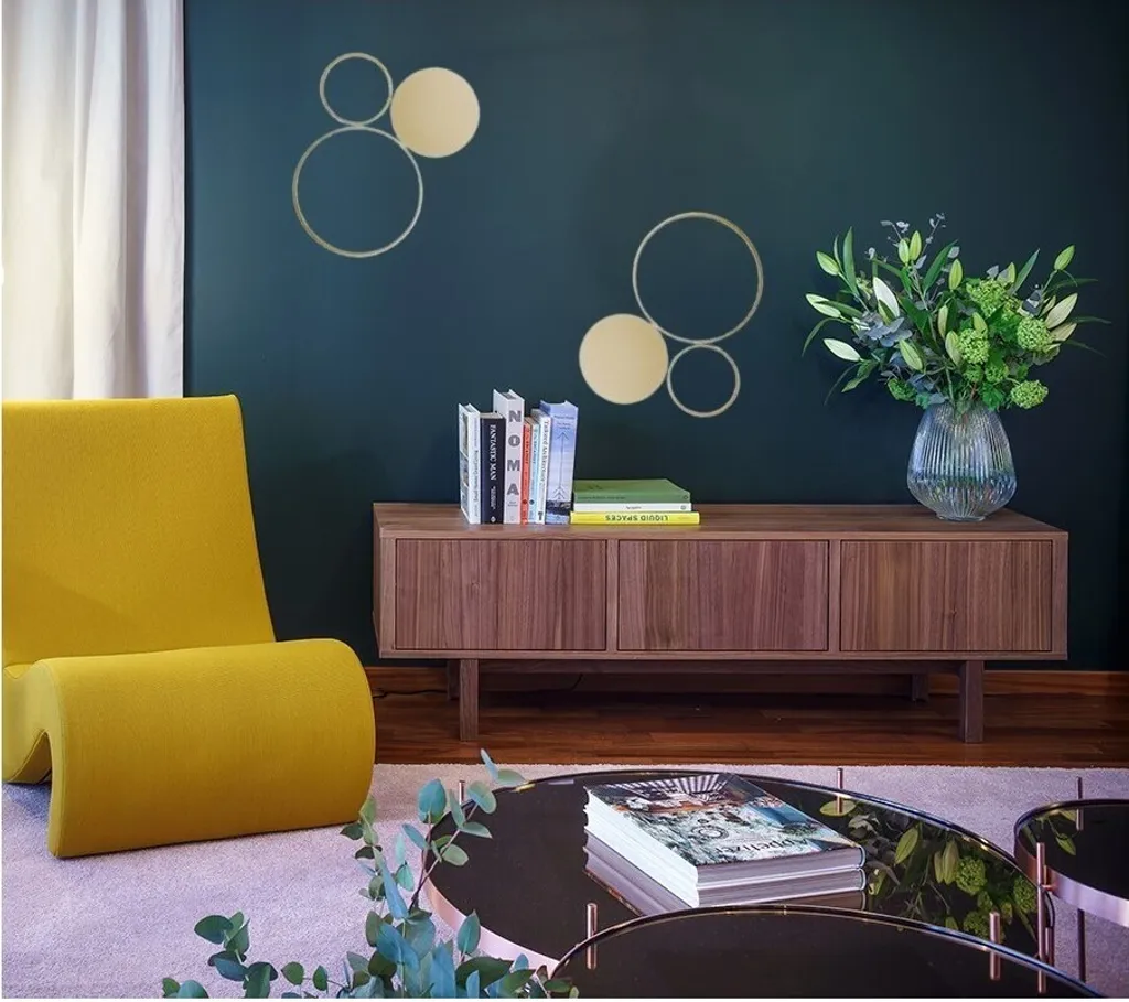 Plafonnier LED Pois-Gold-Petit : Luminaire Doré Design pour Intérieur