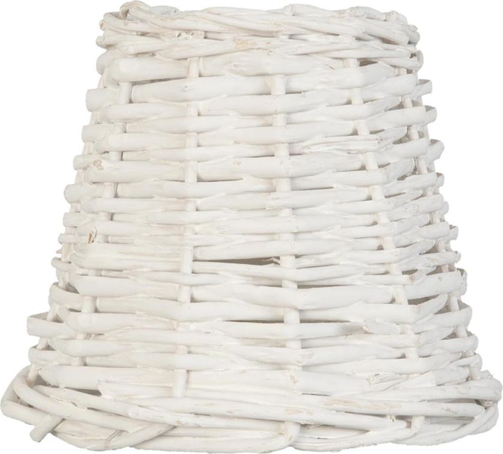 Clayre & Eef Lampenschirm Ø 14x12 cm Weiß Rattan Produktbild 
