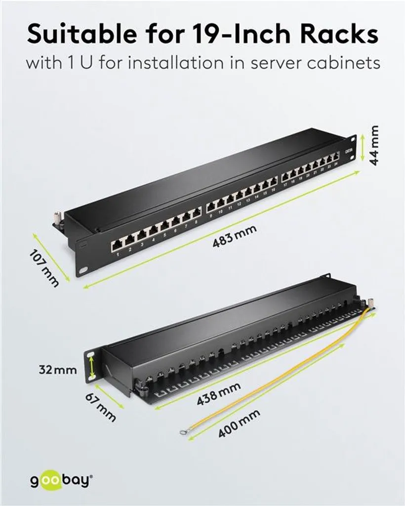 Distribuzione Rete Goobay 90854 CAT 6a STP 24 Porte Rack 19 Pollici - 6