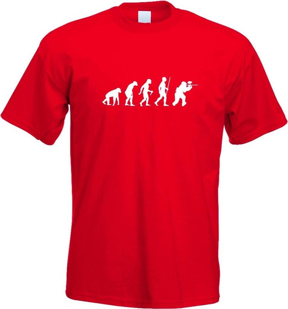 Kiwistar - T-Shirt - rot - Paintballspieler Evolution Motiv Bedruckt Funshirt Design Print - mit Motiv Bedruckt - Funshirt Design - Sport - Freizei...