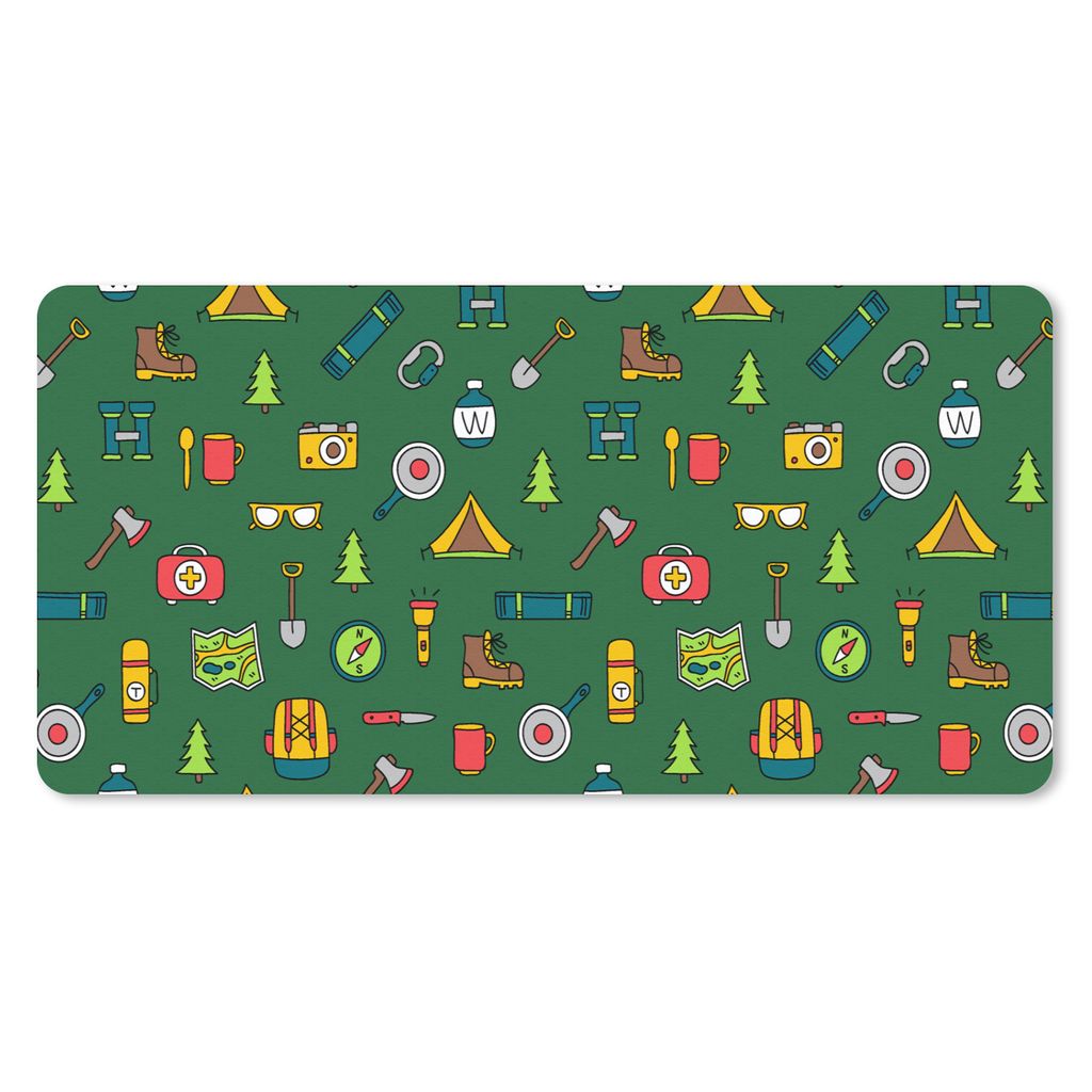 MuchoWow Mauspad Mousepad Camping - Zelt - Axt - Rucksack 60x30 cm - Mousepads - Maus Mat - Pad - Mausunterlage - Nachhaltig