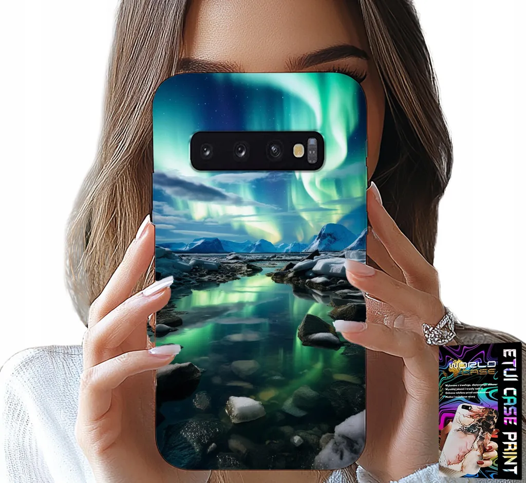 Custodia Design Alaska per Samsung S10 Plus + Pellicola | Edizione Aurora