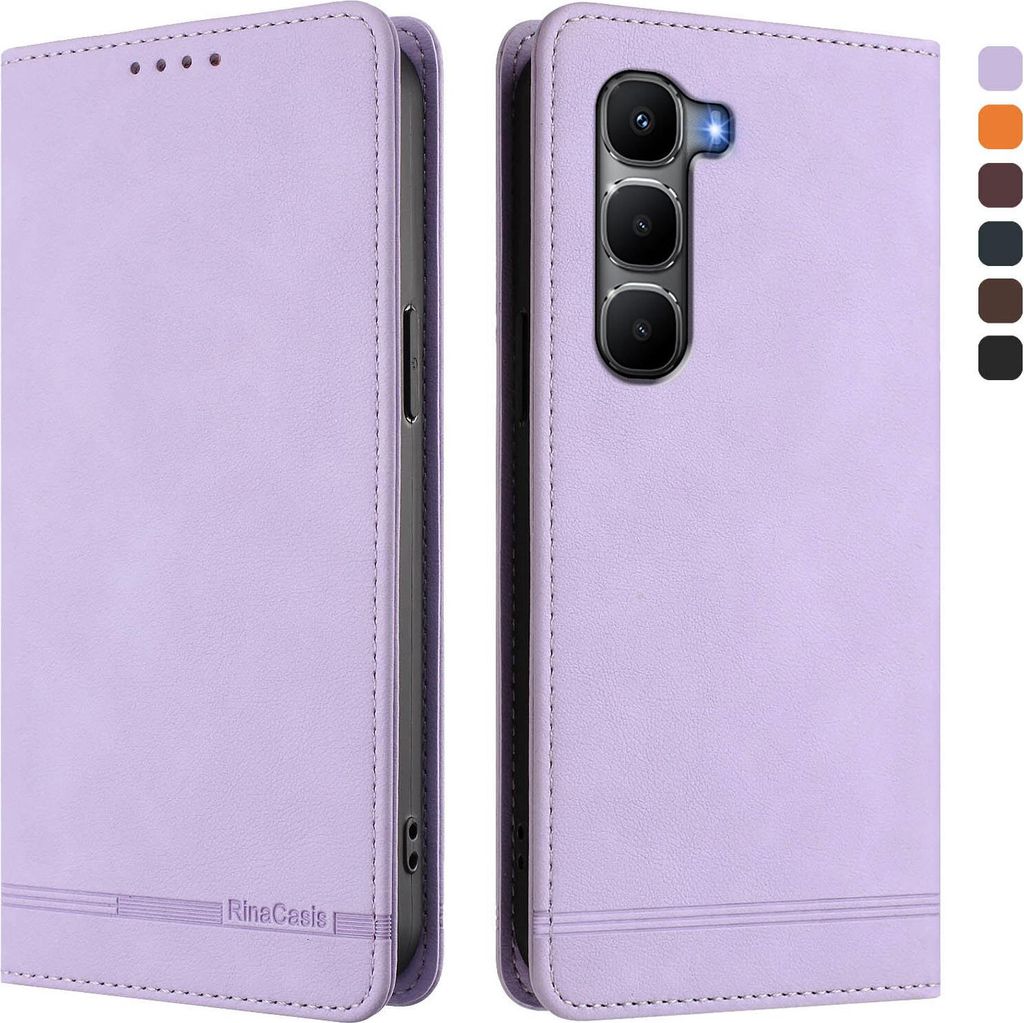 Hülle für Infinix Hot 60 5G/Hot 60i 4G, Retro Kunstleder Ständer Klapphülle mit Kartenfächer und Magnetische Violett