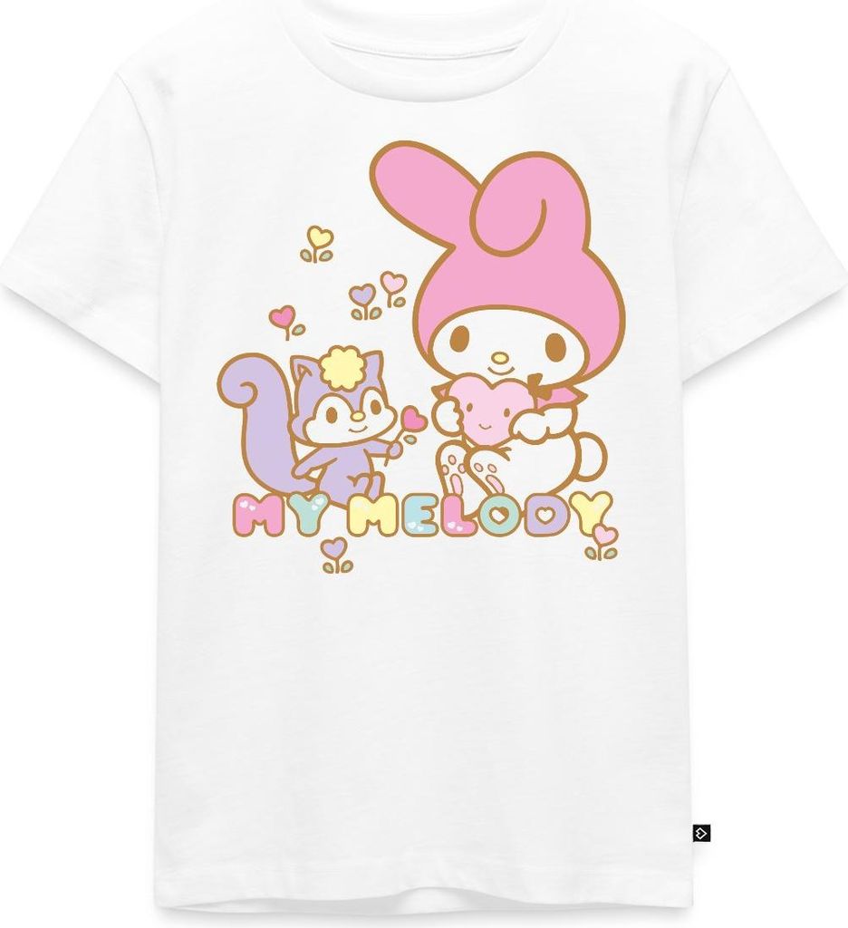 Spreadshirt My Melody Pflückt Mit Risu Herzblümchen Kinder Premium T-Shirt, 98/104 (2 Jahre), Weiß