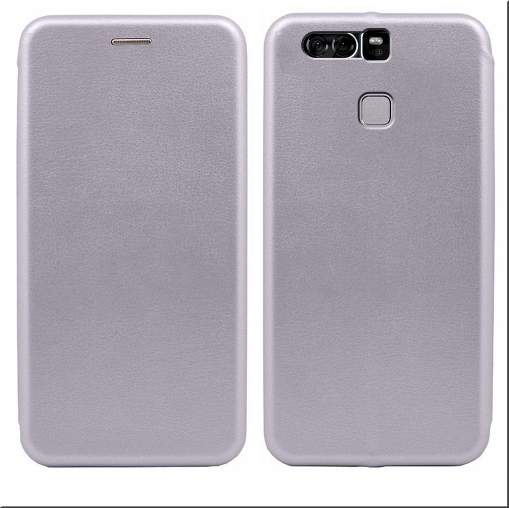 Handy Schutz Hülle für Huawei P9 Plus Handytasche mit Magnetdeckel Kartenfach und Standfunktion Klapphülle Grau