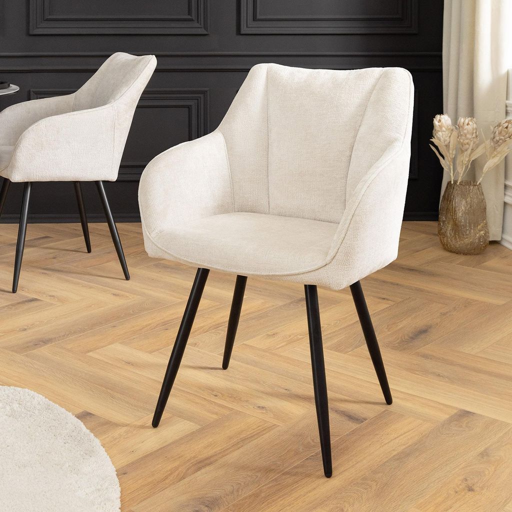 riess-ambiente Drehbarer Retro Stuhl AVIGNON beige Chenille Produktbild 