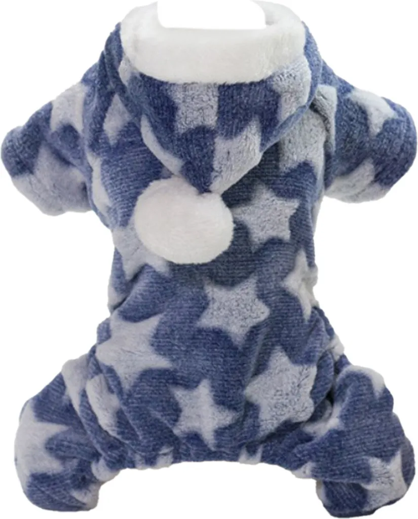 Cane Abbigliamento in Pile Modello Stella 4 Zampe Corallo Cucciolo Felpa con Cappuccio per Autunno Inverno Blu M