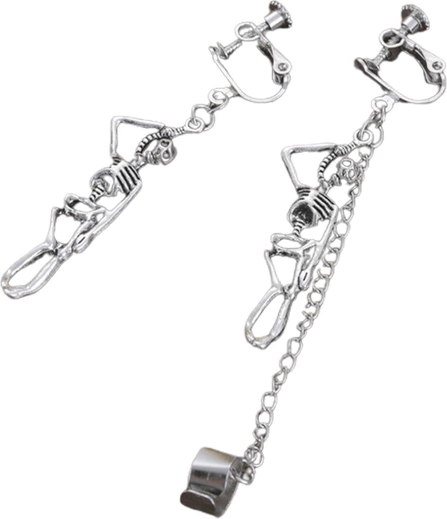 1 Paar Ohrstecker mit Totenkopf-Motiv, Gothic-Schmuck, asymmetrische Hip-Hop-Ohrringe für Halloween-B