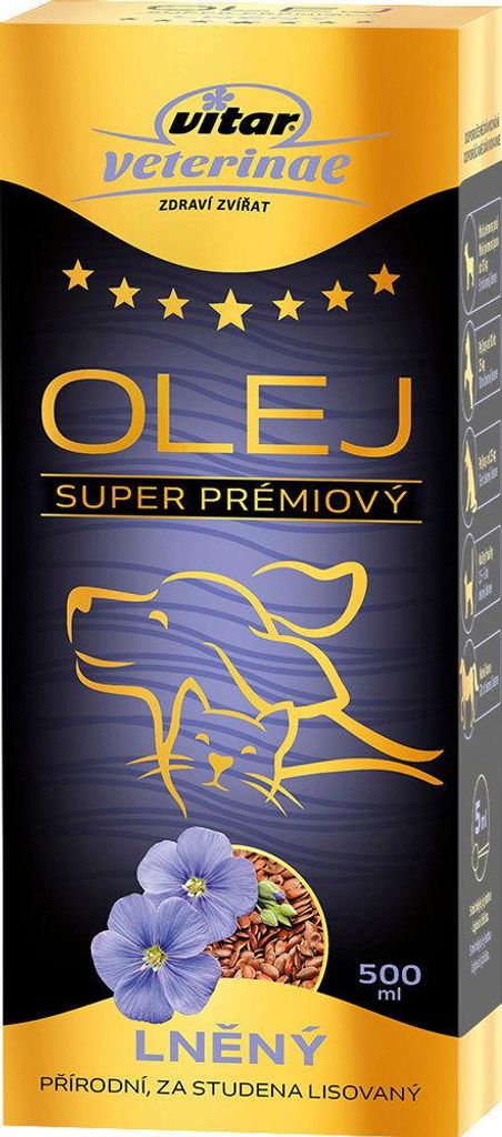 VITAR Veterinae Leinöl 500 ml Omega 3 6 Hunde Katzen Gesundheit