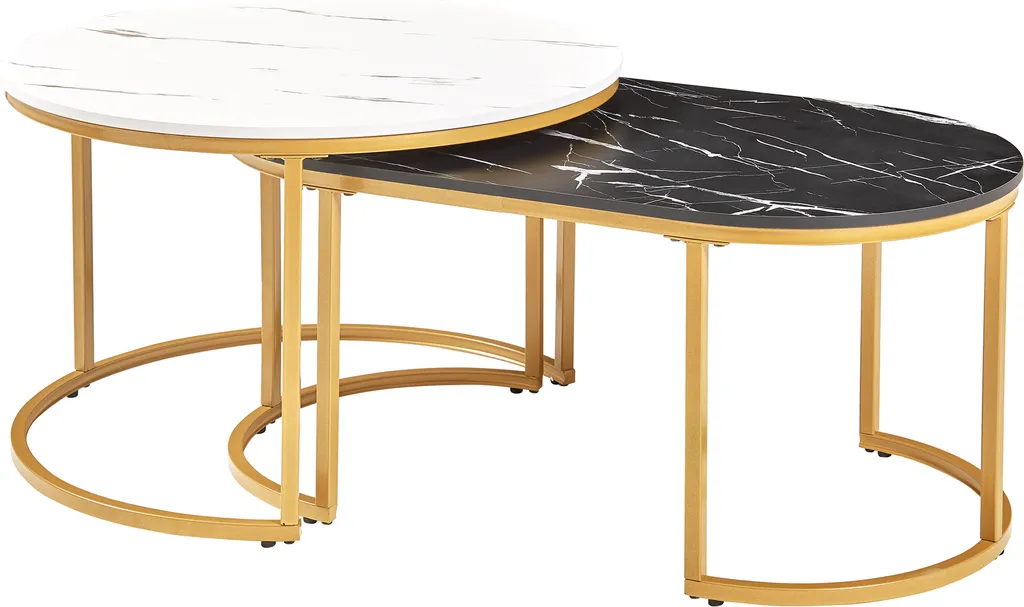 Petite table basse de salon Oppeerg pour déco moderne aspect marbre - 3