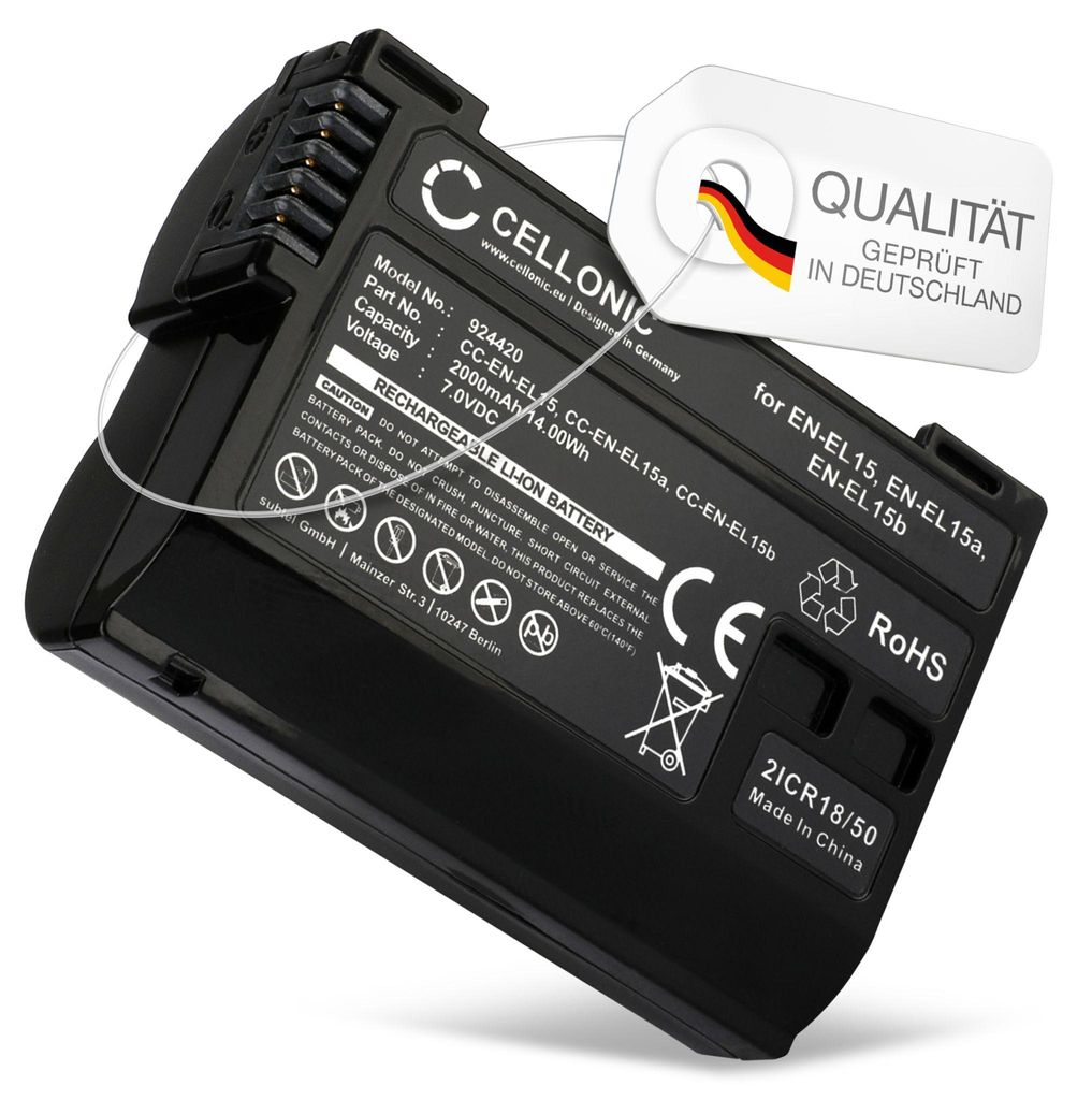 CELLONIC, Kamera-Akku kompatibel mit Nikon D850, D750, D7500 (2000mAh) 1x