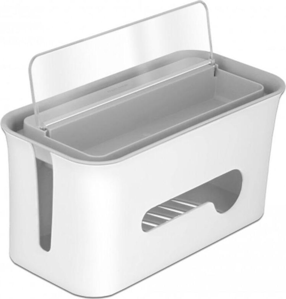 DELOCK Kabelmanagement Box mit Aufbewahrungsfach weiß / grau