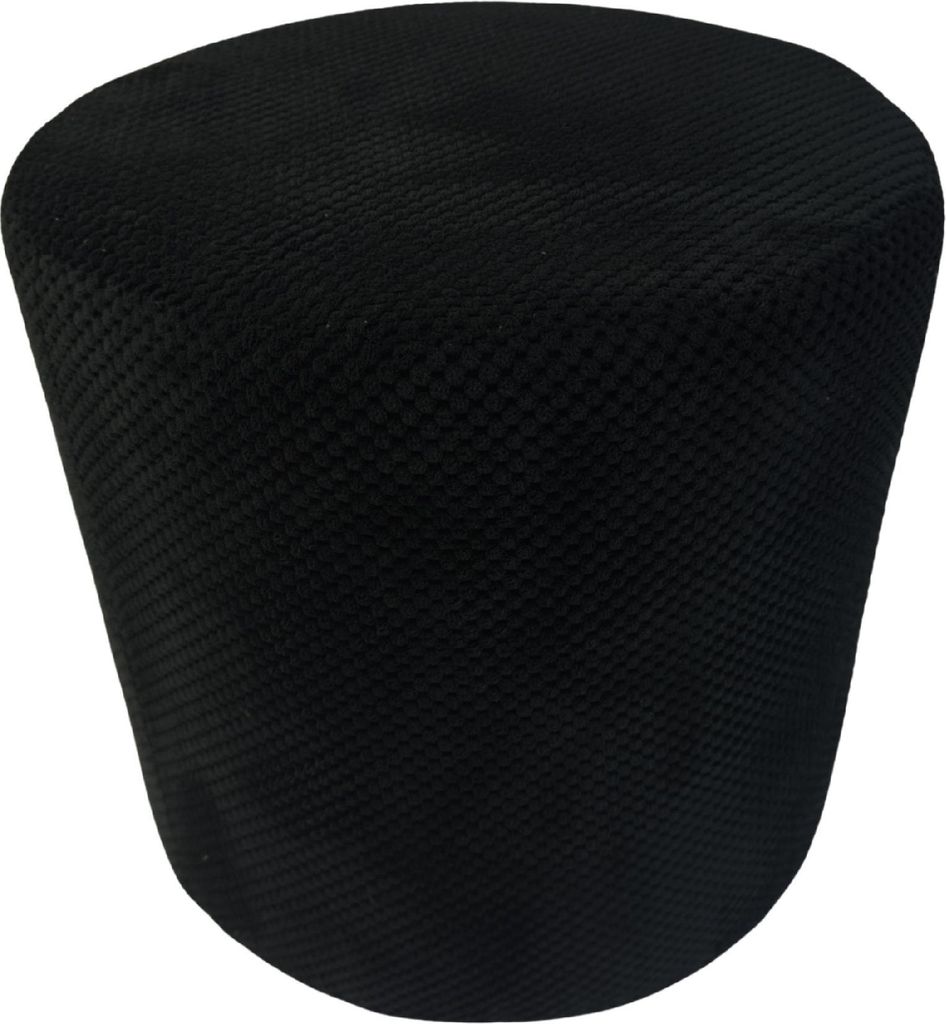 Samt-Hocker ZEFIR DOT 40x40 cm rund – stilvoller Sitzhocker oder Fußhocker fürs Wohnzimmer – Schwarz