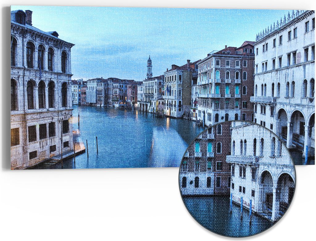 DEQORI Hybrid Leinwand Bild 60x30 cm 'Abendliches Venedig' Produktbild 