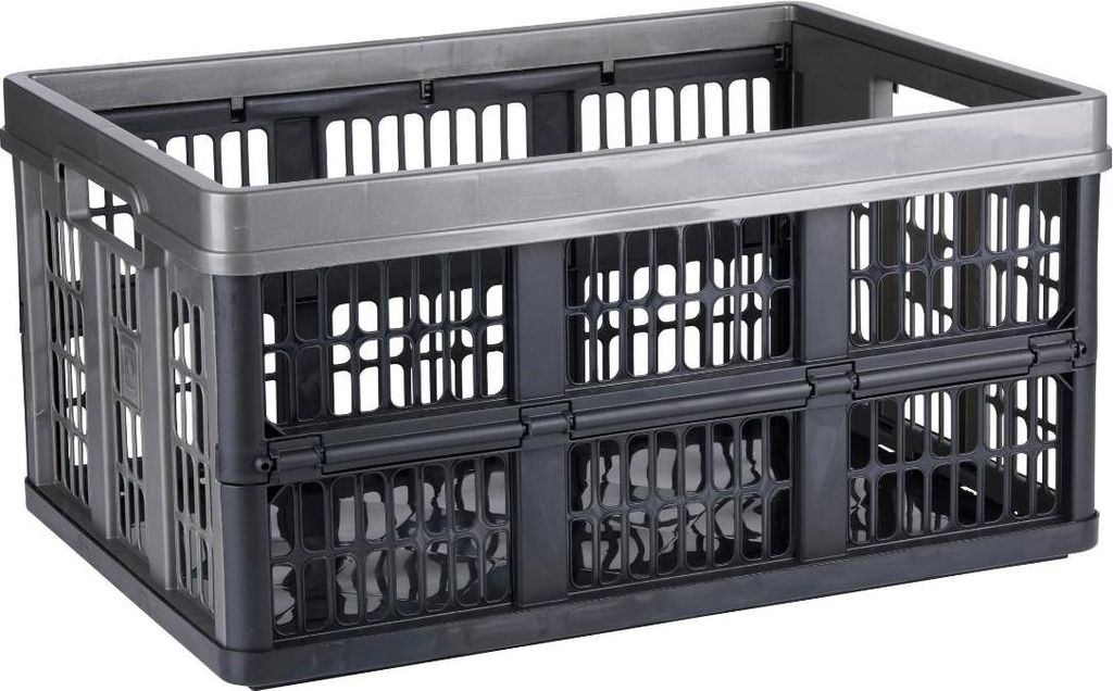 Dirt Devil Klappkiste 45 L – Klappbox für Einkäufe – Zusammenklappbare Box Stapelbar – Griffe Belüftet – Schwarz